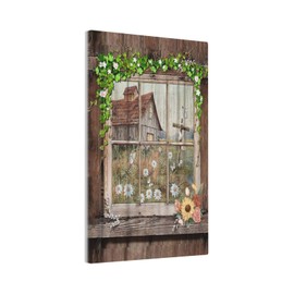 Farm Barn Farmhouse Rustic Country Flower 1 Gang Light Switch Cover No Device Wall Plate Decorative Single Blank Switchplate Electrical Faceplate for Bathroom Bedroom Art Panel Decorate