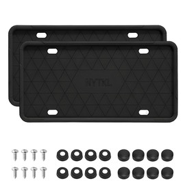 NYTKL 2 PCS Silicone License Plate Frame, Rattle-Proof US Car Tag Holder Cover with Drainage Holes, Premium Front Back Licence Plate Covers Weatherproof Frames for US Standard Cars