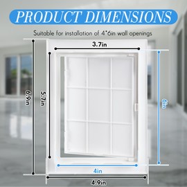 Menkxi 4 Pack 4 x 6 Plastic Plumbing Access Panel for Drywall, Door Electrical Cover White PVC Removable Hinged Panel Wall Hole Cover(4 Pack,4 x 6 Inch)