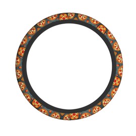 Pizza Food Printed Steering Wheel Cover,Steering Wheel Protective Cover for Diverse Cars,Universal 15 Inch Anti-Slip Odorless