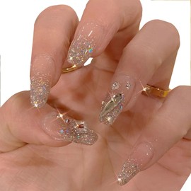 YINKE Nail Tip, Nail Seal, Gel Nail Seal, Ballet, Short, Nail Tip, Belly Short, 24 Pieces, Popular, Japanese Style, Bride Nails, Shiny, False Nails