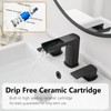 BATHLAVISH Black Bathroom Faucet Sink 3 Hole Waterfall Matte Black