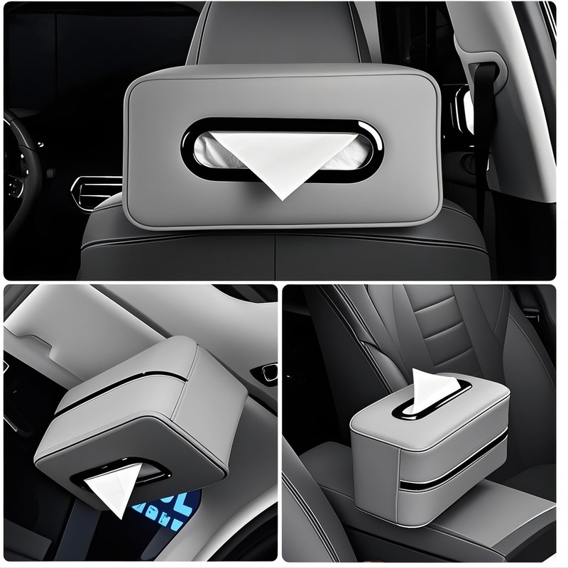 HOLDCY Car Tissue Holder - Universal Soft PU Leather Box