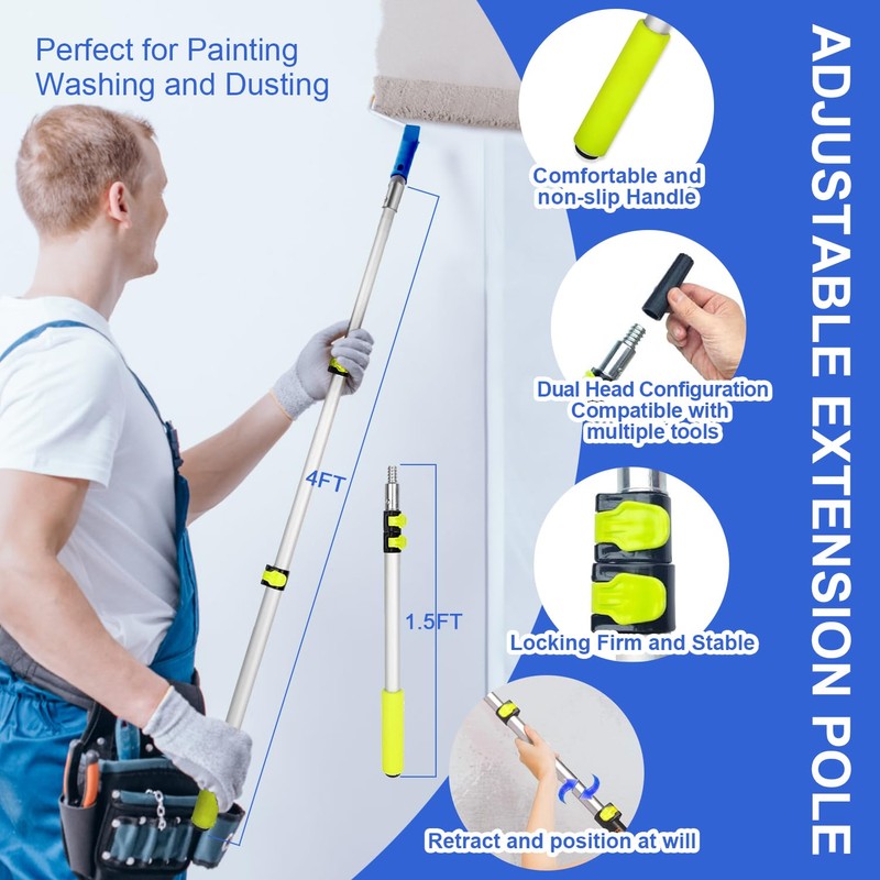 27 PCS Paint Roller Kit with Extension Pole, 4" &