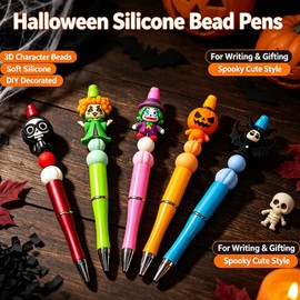 20Pcs Halloween 3D Silicone Focal Beads for Pens, Cartoon Cute Character Focal Beads for Keychains Making DIY Bracele Jewelry Making, Only for Adults