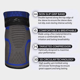 Xn8 Knee Support Brace - Compression Sleeve for Arthritis, Joint Pain, Ligament Injuries, Meniscus Tear, ACL, MCL, Tendonitis, Sports, Running, and Recovery (1 Pack)