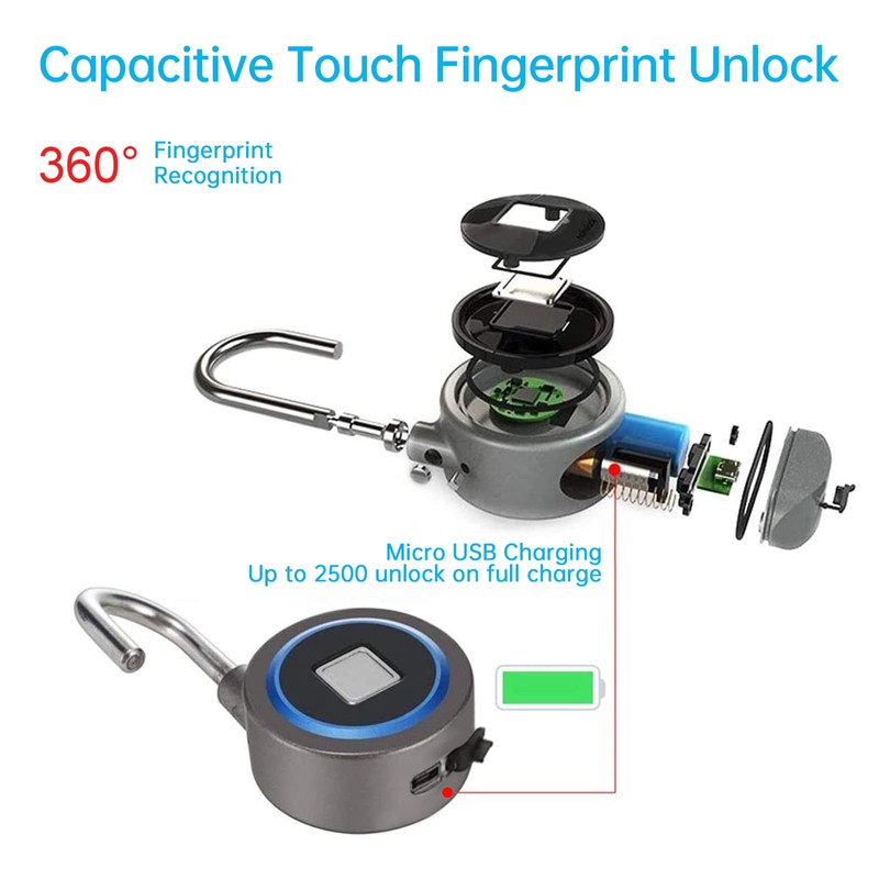 Fingerprint Padlock, Bluetooth Lock, Mobile APP, MEGAFEIS Smart Padlock with