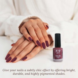 P2P Nails Vegan Pink Nail Gel Polish - Quick Dry Nail Polish - Smooth Texture Nail Gel in Vibrant Colors - Long Lasting Nail Art Gel Polish for all Stylish Women (Rosewood)