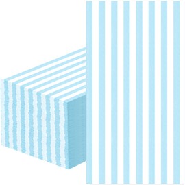 100 Pcs Blue and White Striped Paper Napkins - Disposable Blue Striped Dinner Napkins for Bathroom Wedding Birthday Baby Shower Picnic Party Supplies