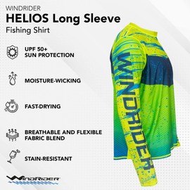 WindRider Fishing Shirts for Men – UPF 50+ Long Sleeve UV Protection Lightweight, Breathable Rash Guard for Outdoor Use