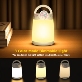 SUPPOU LED Nachttischlampe Touch Dimmbar mit Cartoon Aufkleber, 1500mAh Akku Tischlampe Kabellos Nachtlicht Kinder mit Timing Funktion für Schlafzimmer Wohnzimmer und Kinderzimmer Geschenke