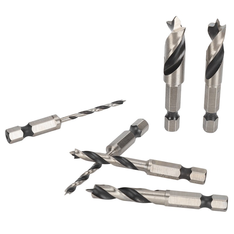 6Pcs 3 Point Drill Bit High Speed Steel Imperial Wood