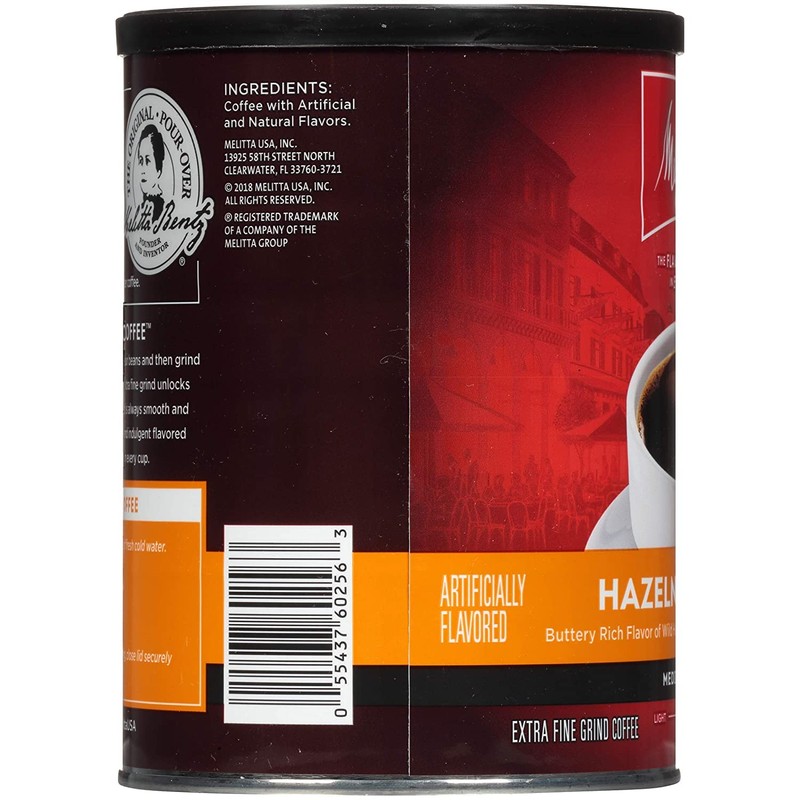 Melitta, Ground Coffee, Hazelnut Crème, 11oz Can (Pack of 2)