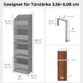 GRANNY SAYS Hanging Organiser Door with 4 Pockets, Behind the Door Hanging Storage Organiser, Grey Door Shelf for Hanging, Door Organiser, Hanging Organiser for Bedroom, Hanging Shelf Door, Star Pattern