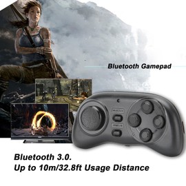 Mini Wireless Gamepad, USB Charging Bluetooth 3.0 Game Controller Smooth Operation Ergonomic Gaming Joystick for Windows IOS Android