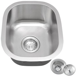 MONSINTA Bar Sink,17.83” x 15.94”Undermount Kitchen Sink,18 Gauge Stainless Steel Small but Deep Single Bowl RV Sinks with Drain Strainer,Suitble for Bathroom,Laundry,Trailer,Outdoor