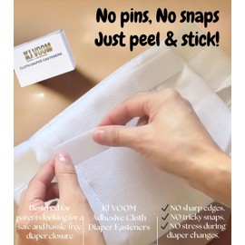 KJ.VOOM Self-Adhesive Cloth Diaper Fasteners – Easy, Reusable Closure for Baby Cloth Diapers – No Pins, No Snaps Needed, Closures for Cloth Diapers, Essential for Babies