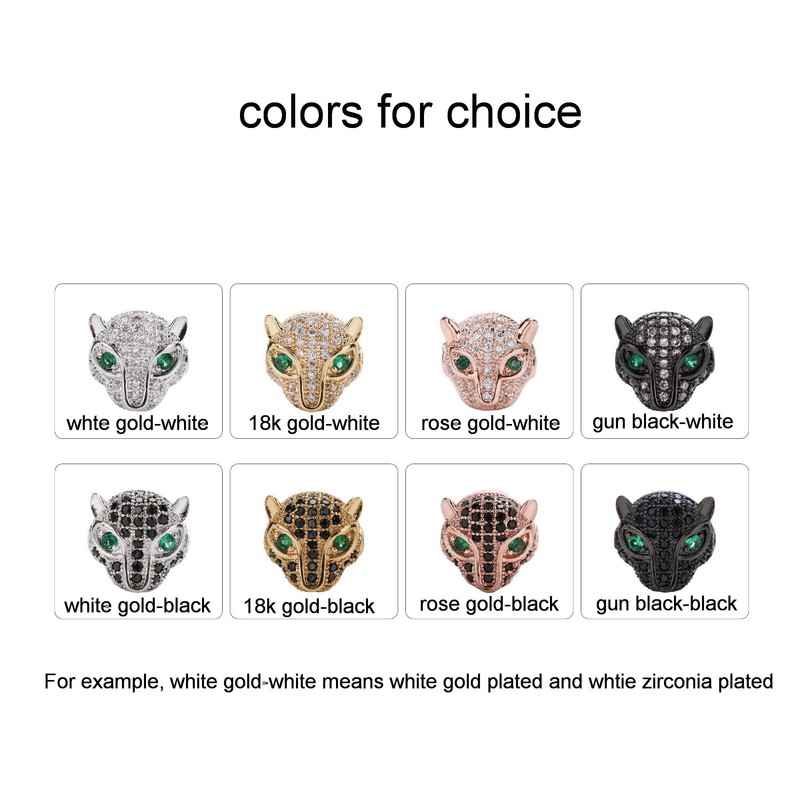Malahill Cubic Zirconia Charm Beads for Jewelry Making, Leopard Head