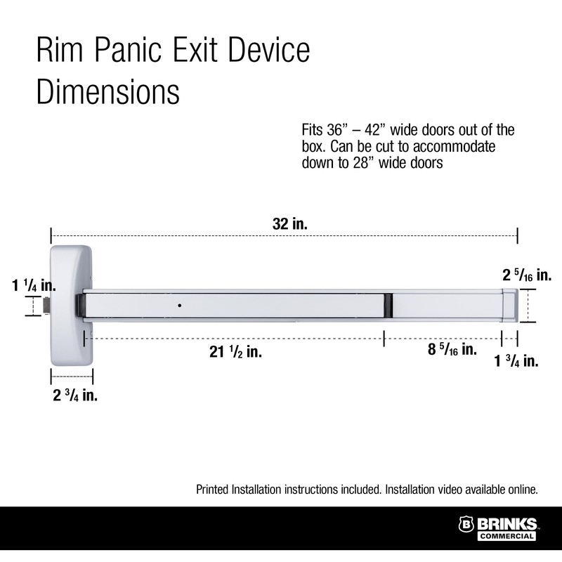 Brinks Commercial Rim Panic Exit Device, Aluminum - Durable Panic