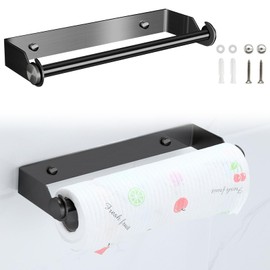 Meyagot Kitchen Roll Holder, Kitchen Roll Holder, Wall Mounted, Paper Roll Holder, Stainless Steel Kitchen Roll Holder for Kitchen Cupboard, Bathroom (Black, 27 cm)