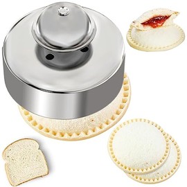 Cortador de sándwich, cortador de galletas de 3.5 pulgadas, cortador de pan de 304 acero inoxidable, herramienta para sándwiches de jalea/PBJ, cortador y sellador de sándwich para bricolaje para