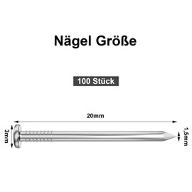 Dayalo Pack of 100 Nails, Steel Nails 20 mm, Roofing Felt Nails, Stainless Steel A2 V2A, Nails for Wood and Concrete Walls