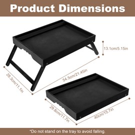CUXFLS Bamboo Bed Tray Table with Folding Legs Media Slot and Phone Holders - Breakfast Tray on Bed Sofa, Perfect as Laptop Desk, Snack & Kitchen Serving Platter - Black