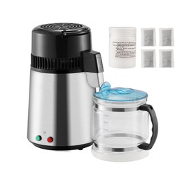 Happybuy Silver 750W Stainless Steel Distilled Water Maker 4L Water Distiller, 1.05 Gallon Pure Water Purifier for Home Countertop