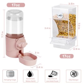 lemtrflo No Mess Bird Feeder Water Dispenser Set, Bird Feeder for Cage, Cage Accessories for Cockatiels, Finches, Budgies and Canaries