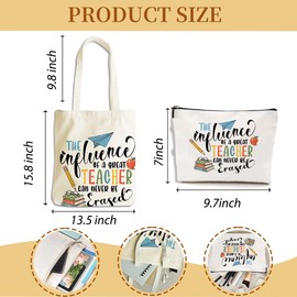 Teacher Appreciation Gifts Teacher Gifts for Women Colleague Leader Principal Canvas Tote Bag with Makeup Bag Beach Bags Grocery Bags for Shopping Christmas Birthtday Thank You Travel Accessories