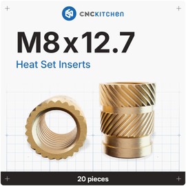 CNC KITCHEN Original Thread Insert for 3D Printing, M8 x 12.7, Pack of 20, Lead and Cadmium Free