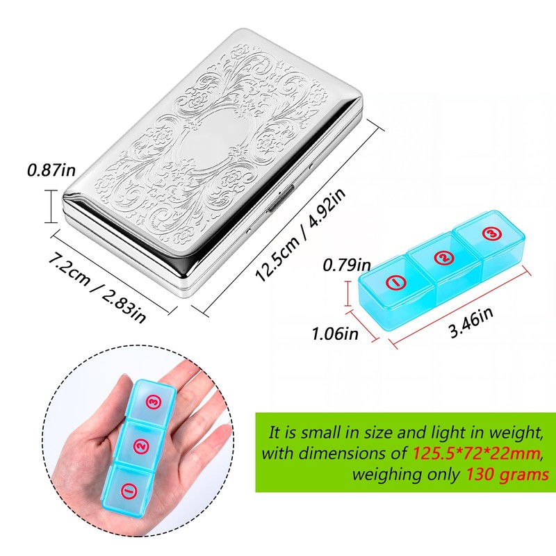 EYIDADAE Pill Organizer with 3 Compartments 7 Day Metal Pill