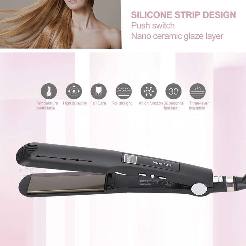 Electric Hair Straighter Silicone Strip Straightening Curling Hair Styling Flat