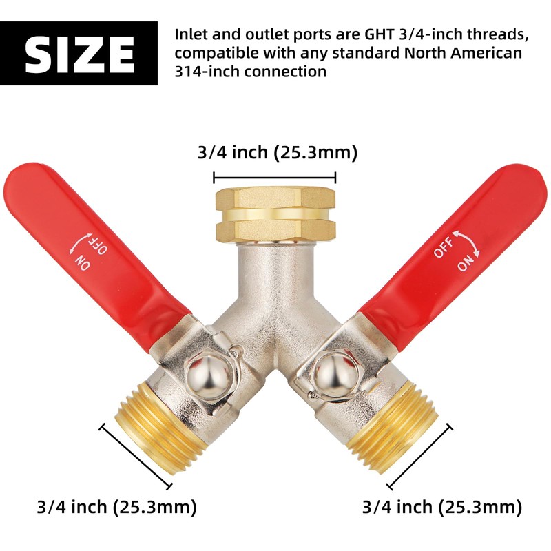 DINGBAI High Flow Garden Hose Splitter 2 Way, Heavy Duty