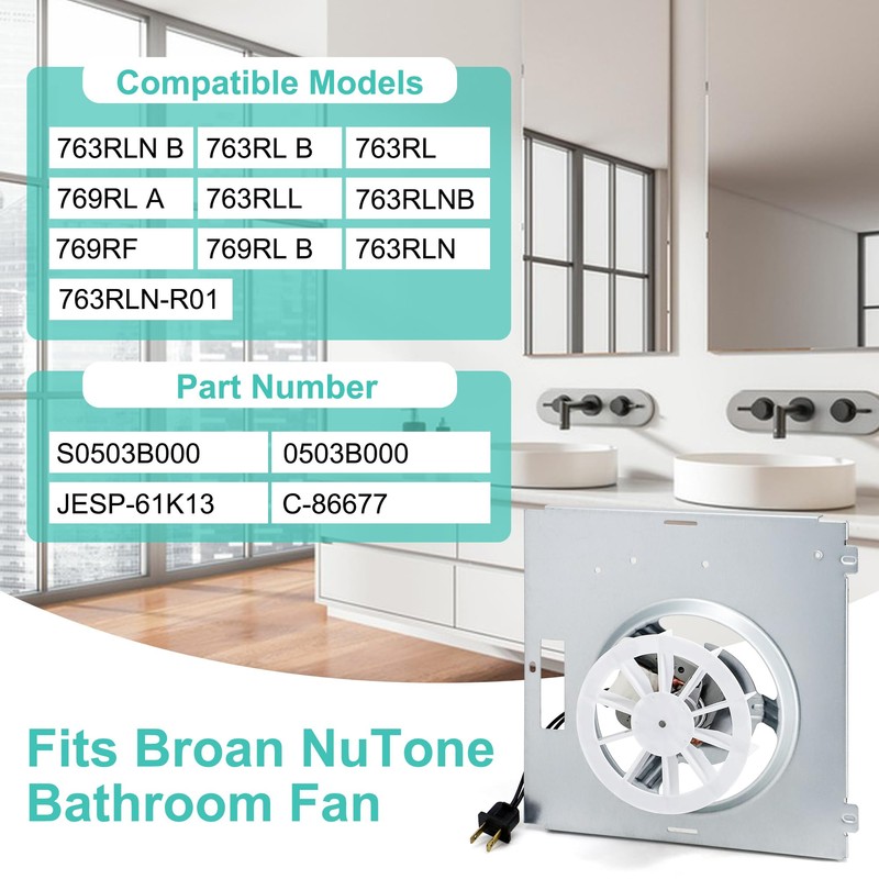 Hipoilk S0503B000 Bathroom Fan Motor Assembly for NuTone 763RLN B,