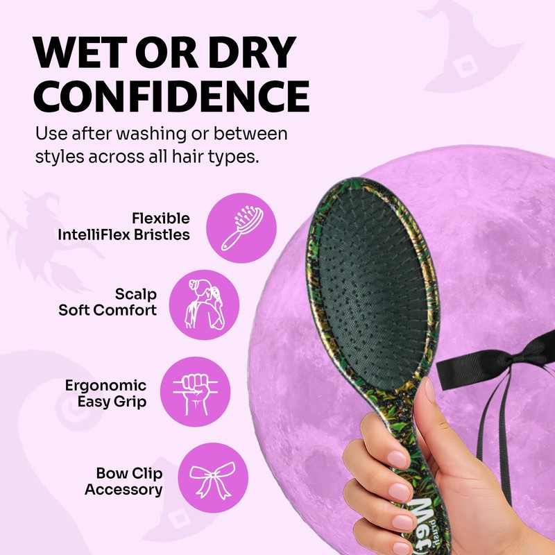 Wet Brush Original Hair Detangler with Bow Accessory, Wicked Elphaba