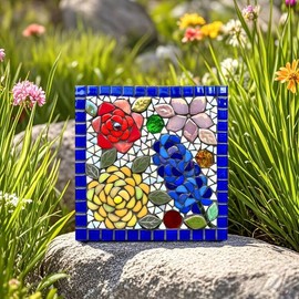 Artspac Petal Ceramic Mosaic Tiles for Crafts,454g Iridescent Mosaic Tiles Ceramic,Green Leaf Mosaic Craft Supplies for Garden Decoration