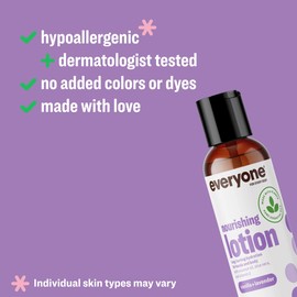 Everyone 2-in-1 Lotion for Hands/Body, Travel Size, 2 ounce (Pack of 12) Vanilla and Lavender made with Essential Oils for Men and Women