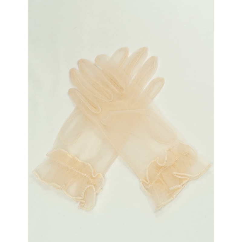QRBTSCL - Guantes de malla de tul con volantes para