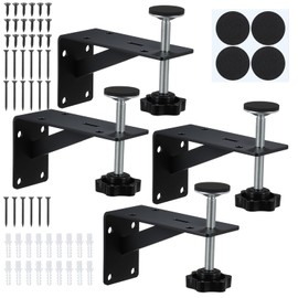 Afcabakila 4 PCS Undermount Sink Support, Heavy Duty Under Mount Sink Brackets Repair Kit for Sagging Sinks, Adjustable Metal & Plastic Wall Mount, Fits Kitchen Cabinet (Black)