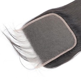 4X4 Closure Human Hair Unprocessed Natural Black Straight Human Hair Lace Closure Only 16"