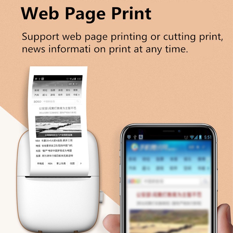 Portable Thermal Printer with 5 Roll Paper Bluetooth Portable Pocket