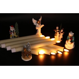 KunSwenn Flameless Taper Candles Battery Operated Flickering Flame, Real Wax LED Flameless Candlesticks with Remote Timer, 8PCS Ivory Long Candles for Home Decor(9.64 x 0.78 Inch)