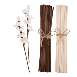 jecengs Natural Reed Diffuser Sticks add 2 Pcs 13inch Sola Flowers 10 Inch Natural Rattan Wood Sticks Aromatherapy Sticks Replacements Stick White 50 Pcs and Brown 50 pcs