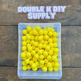 15mm Printed Silicone Beads - 10pc:_Softball