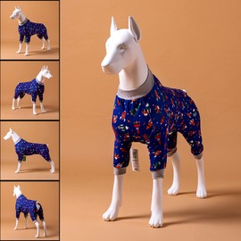 LovinPet Dog Rocket Pajamas/Space Rocket And Spaceship Navy Prints/Lightweight Big Dogs Pullover, Full Coverage Large Breed Dog Pjs/Large Dog Onesie Jumpsuit/Large Dog Jamammies