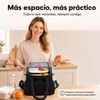 Lonchera Térmica para Mujer, Bolsa de Almuerzo de 2 Compartimentos,Negra