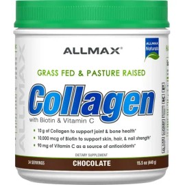 Allmax Nutrition Colágeno Biotina Vitamina C 440g Sabor Chocolate                                                                                     