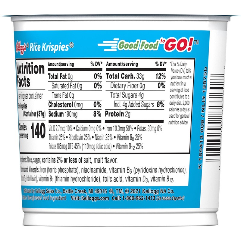 Kellogg's Rice Krispies Breakfast Cereal Cups, Kids Snacks, Cereal Cup