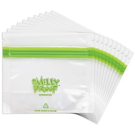 Smelly Proof 100pk Stand-Up Reusable Food Storage Freezer Bags - US Made, BPA-Free, Clear 3 mils 4" x 3" - 100 pcs